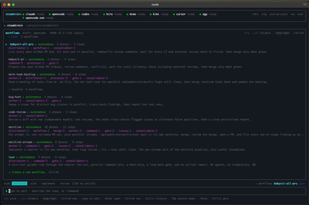 steamtrain terminal UI